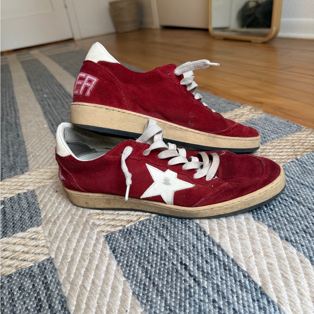 Golden Goose Red Suede Sneakers